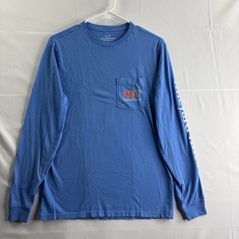 Vineyard Vines Men's XS Blue Field Hockey Crew Neck Long Sleeve T-Shirt Casual